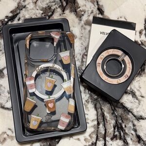 Velvet Caviar Coffee Cup Design Phone Case with Ring Holder